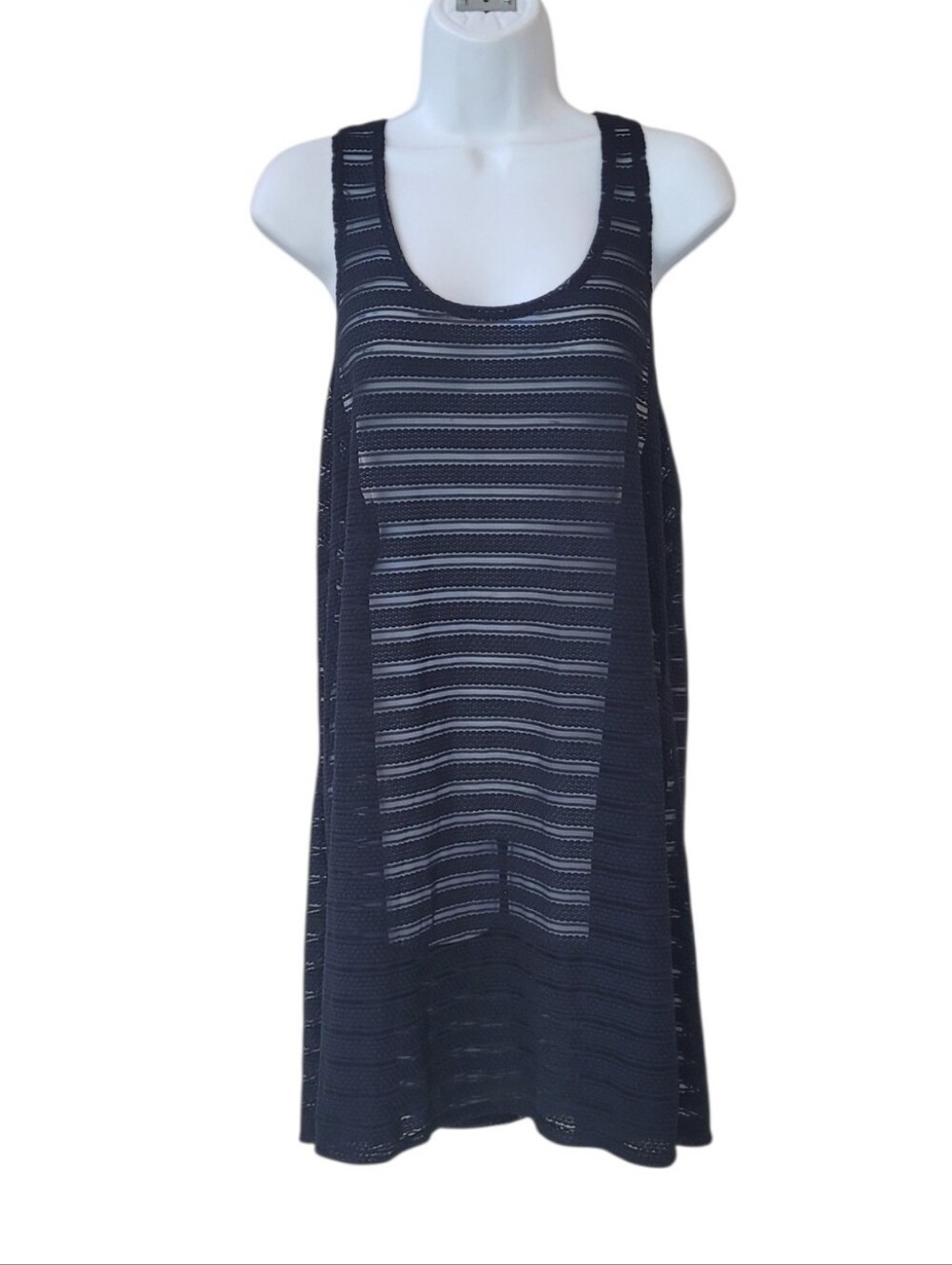 J. VALDI Black Sheer Stripe Swim Cover Up Size XL